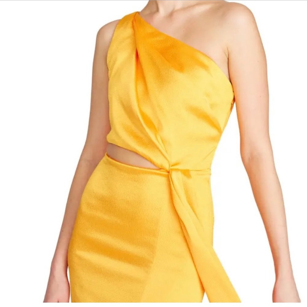 Marigold one shoulder satin gown